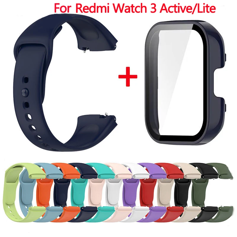 Silicone Strap+Case for Xiaomi Redmi Watch 3/Active band smartwatch Accessories Sport Bracelet For Redmi watch3 Active/Lite Case