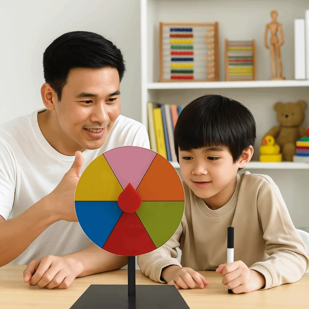 ABS Reusable Fortune Wheel Spin Wheel Stable Base Color Roulette Wheel Interactive Editable Table Prize Turntable Birthday Party