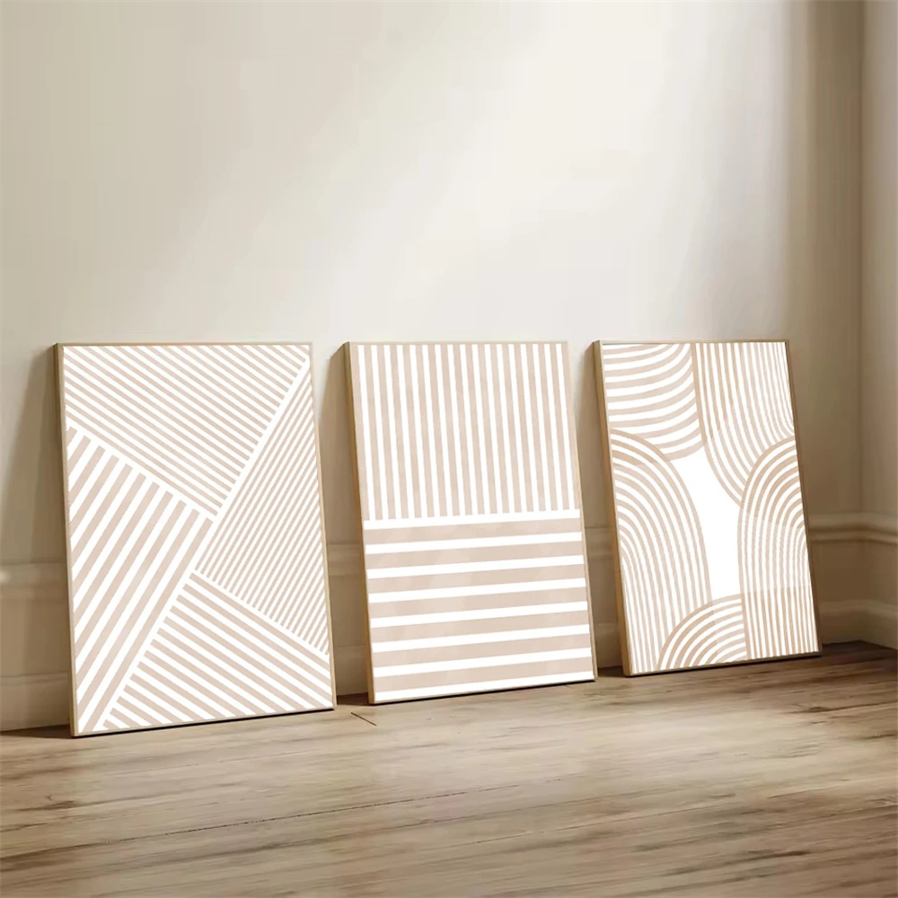 

Bohemia Pink Beige Geometric Lines Canvas Painting Wall Art Posters Minimalist Print Wall Pictures Modern Living Room Home Decor