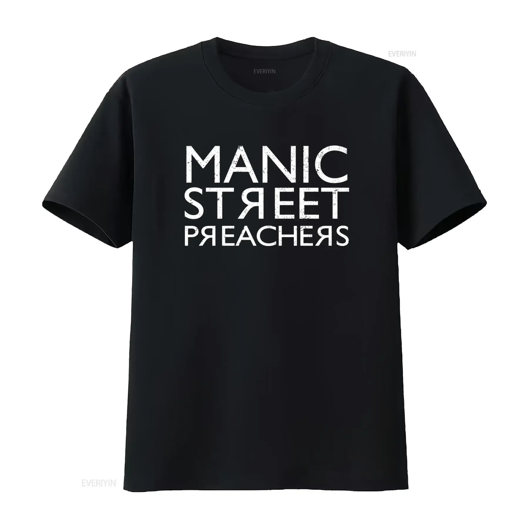 Manic Street Preachers Reversed Band Logo T Shirt Official Mens Grey XL vintage Washed designer clothes Comfortable Casual