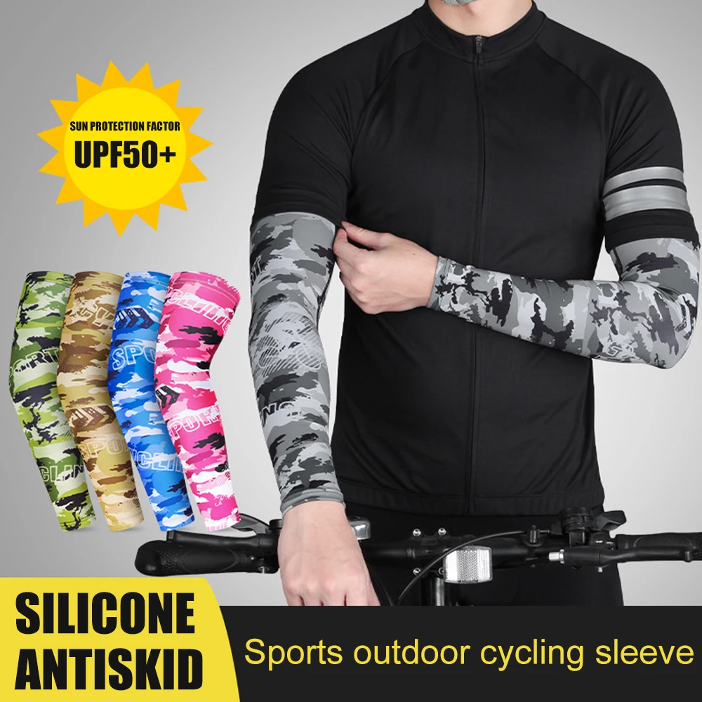 1 Pair Arm Sleeves Unisex Summer Cooling UV Protection Anti-slip Arm Cover Sports Tattoo Cover for Driving Golf Fishing