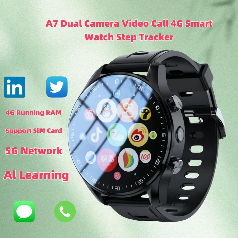 

A7Sports WatchCamera 4G Часы Видеотрекер Смарт-часы SIM-карта с Wi-Fi GPS Водонепроницаемые вызовы Магазин Шаг Google Smartwatch