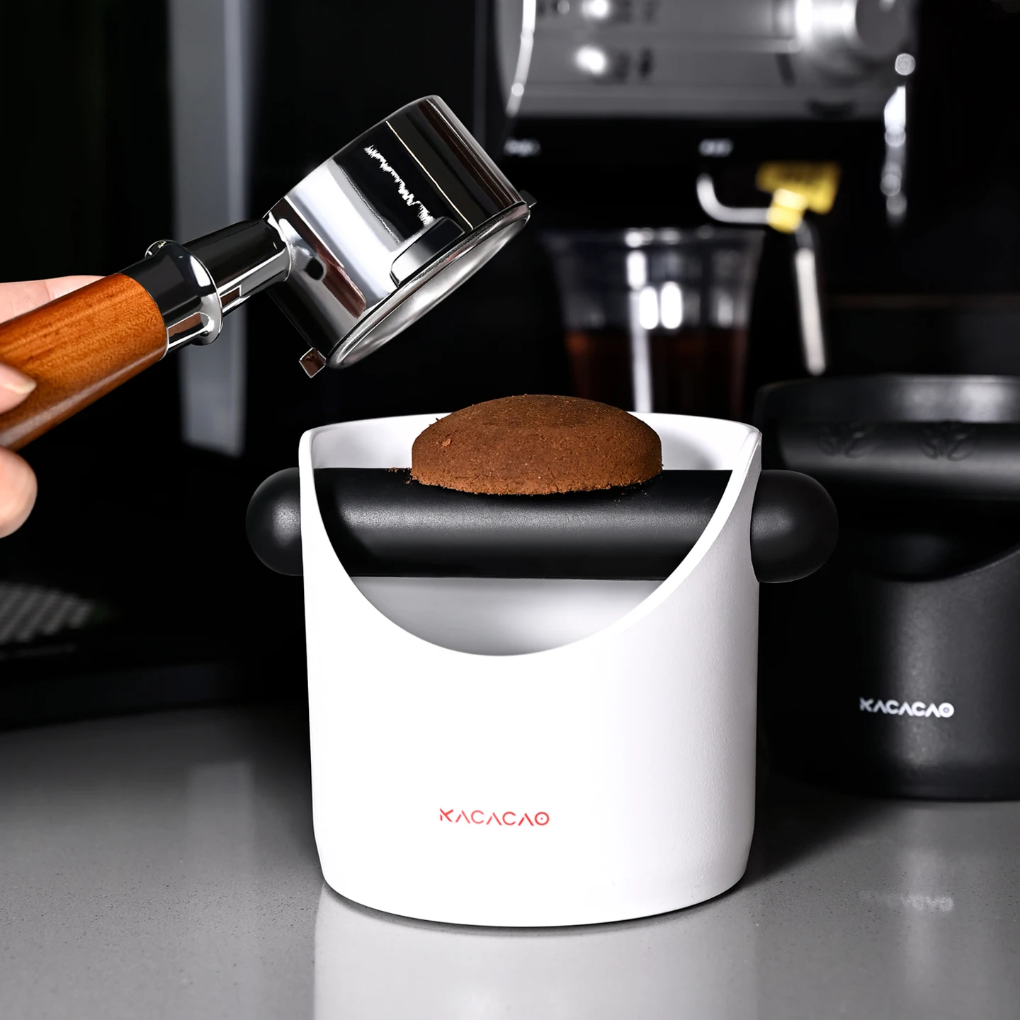 Caixa de Descarte de Café KACACAO Antiderrapante e Absorvente de Choque para Café Moído, Lixeira para Café Espresso para Barista