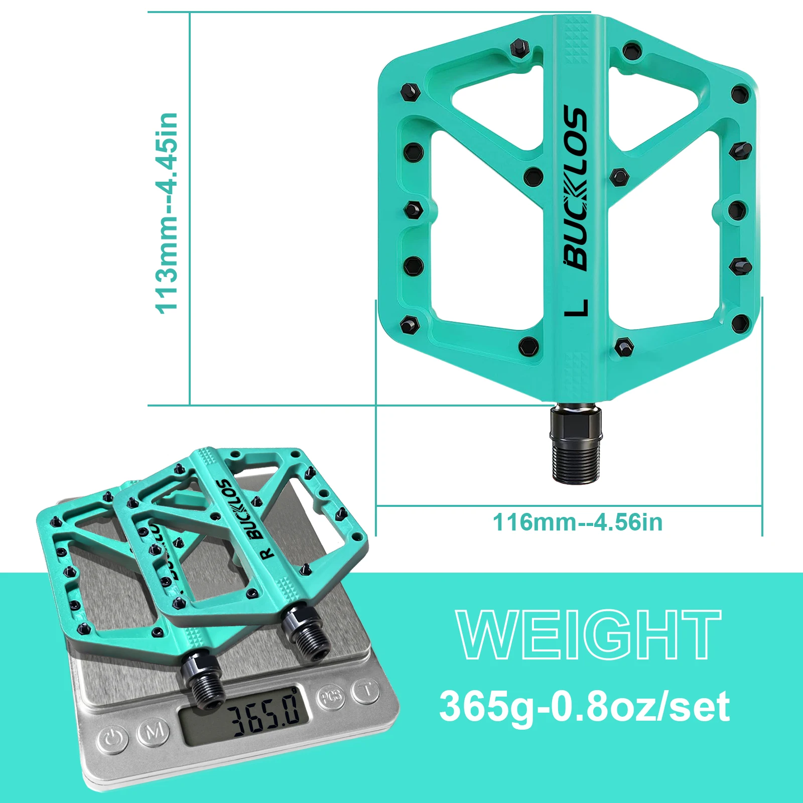 BUCKLOS Pedale DU Lager Fahrrad Pedal Plattform Ultraleicht Nylon Straße Mountainbike Pedal Rutschfeste MTB Flache Pedale Fahrrad Teil