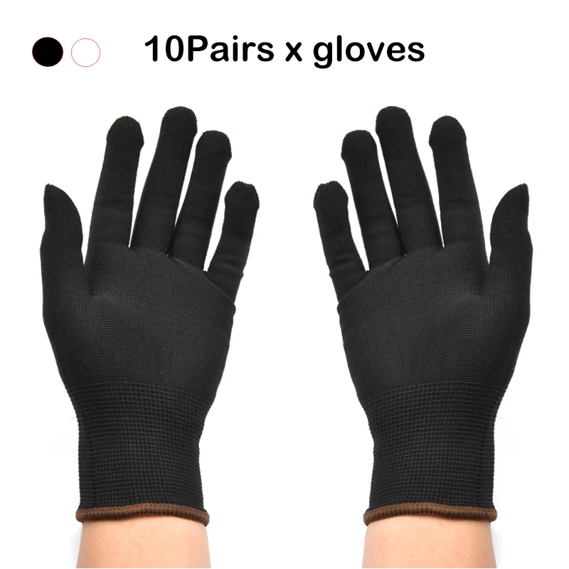 TOFAR 10 Pairs Premium Nylon Work Gloves for Car Wrap Window Tinting Wallpaper Install DIY Tool Unisex Breathable Safety Gloves