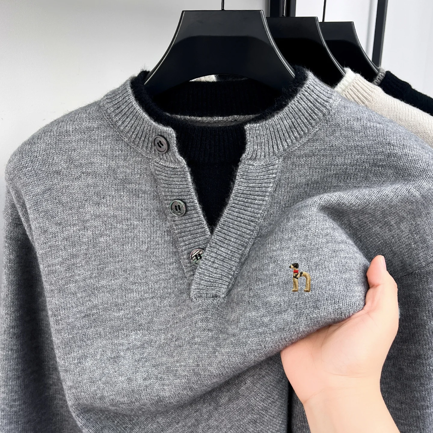 Роскошный бренд вязанный подде – обзор и цена Men'S Fashion V Neck Sweater
