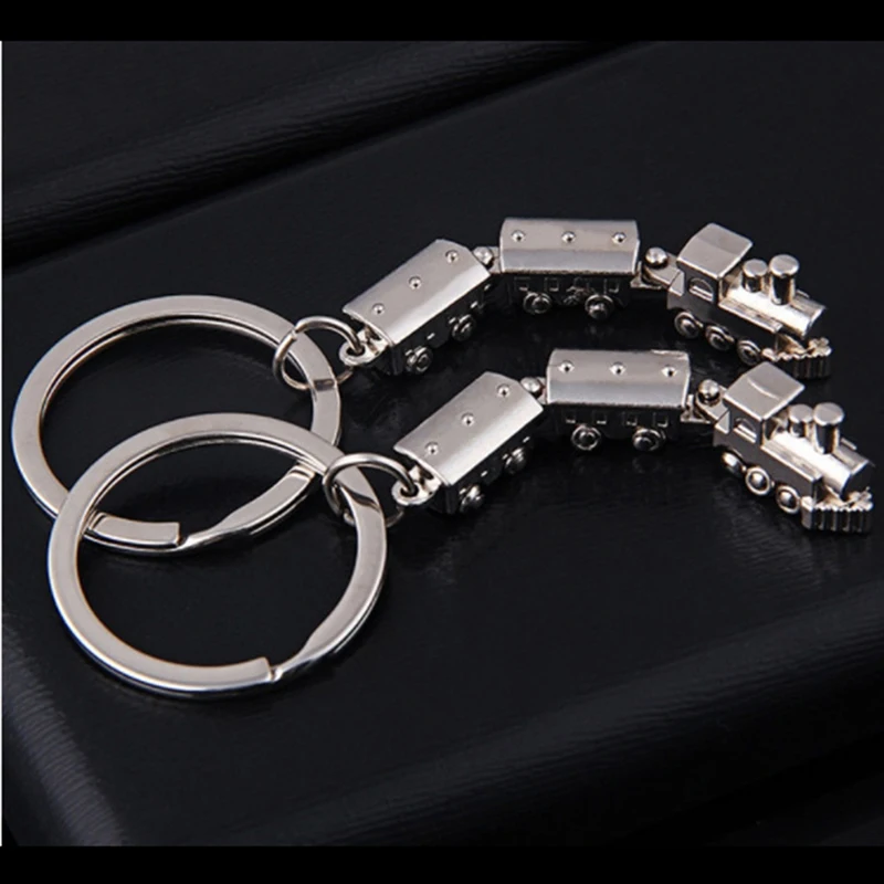 Fashion Mini Train Model Alloy Keychains Metal Movable Keyring Creative Key Fob Car Pendant Bag Charm For Men And Women