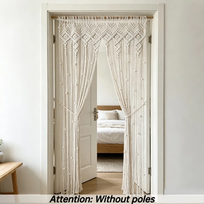 Handwoven Door Curtains Simple Retro Wall Decoration Elegant Aesthetics Design Curtains Bedroom Porch Partition Door Curtain
