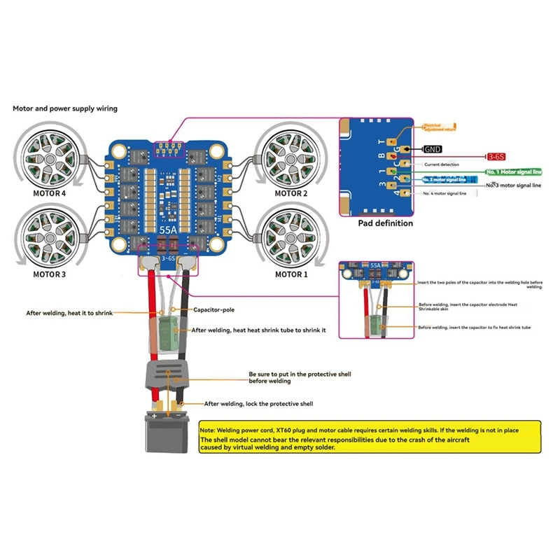 Per BAYCKRC FPV ESC AM32 55A 3-6S 4 in1 ESC per RC FPV Freestyle Racing Drone Quadcopter Drone Parts