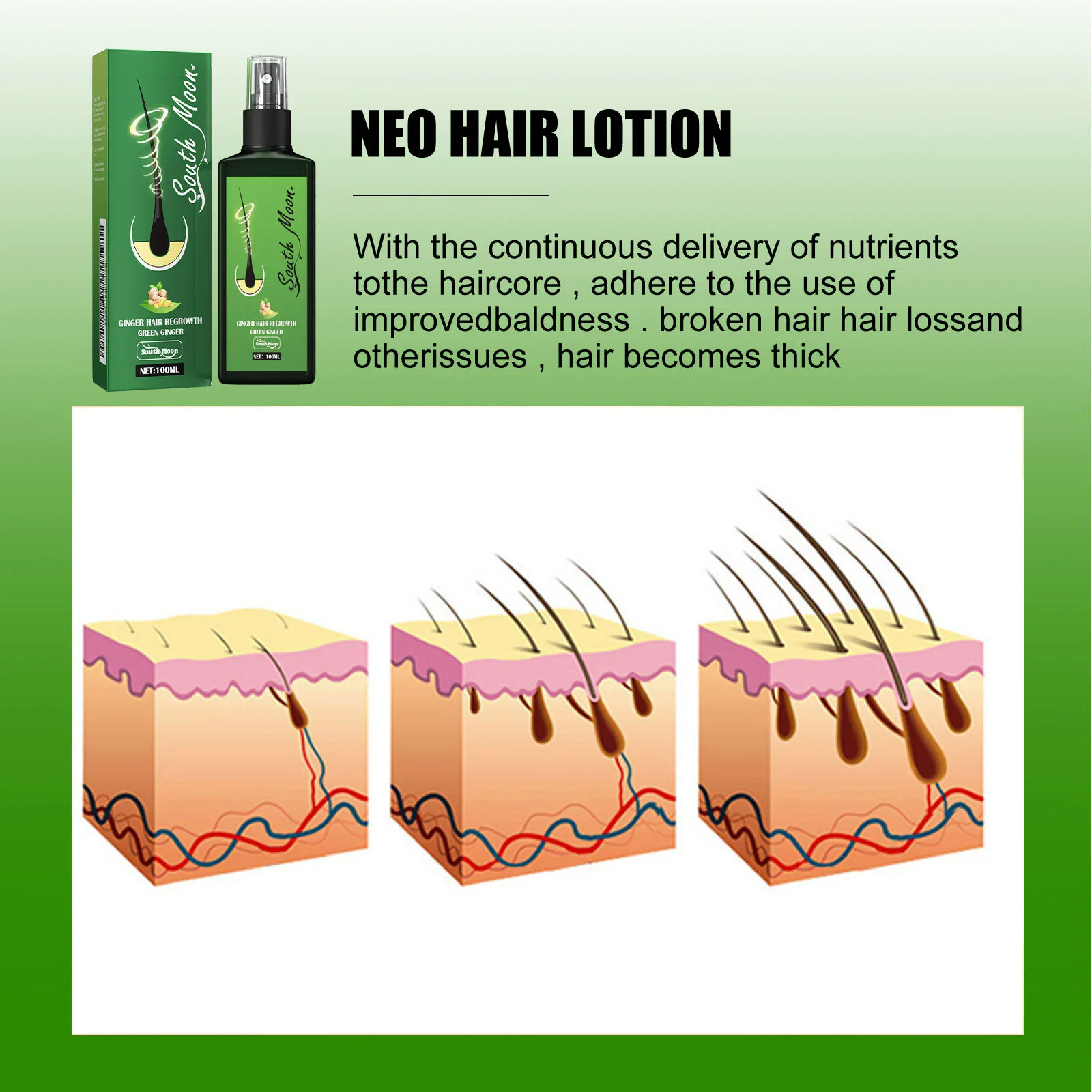 3pcs Hair Care Spray - Nourishing & Hydrating Hair Treatment Scalp Massage Liquid for Damaged Hair Repair, Shine & Growth