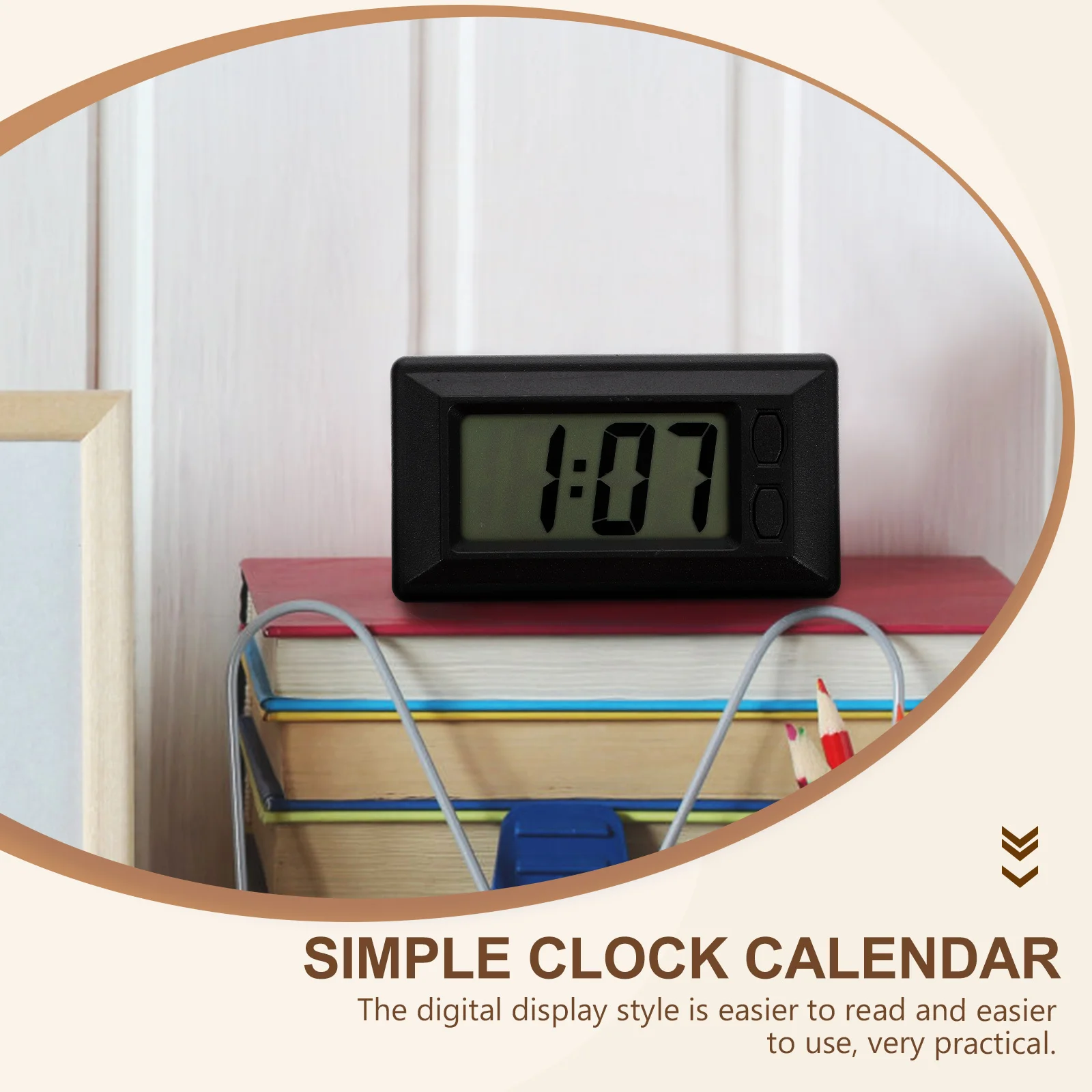 

Mini Electronic Clock Portable Compact Size Dashboard Calendar Display for Office Home School Practical Use