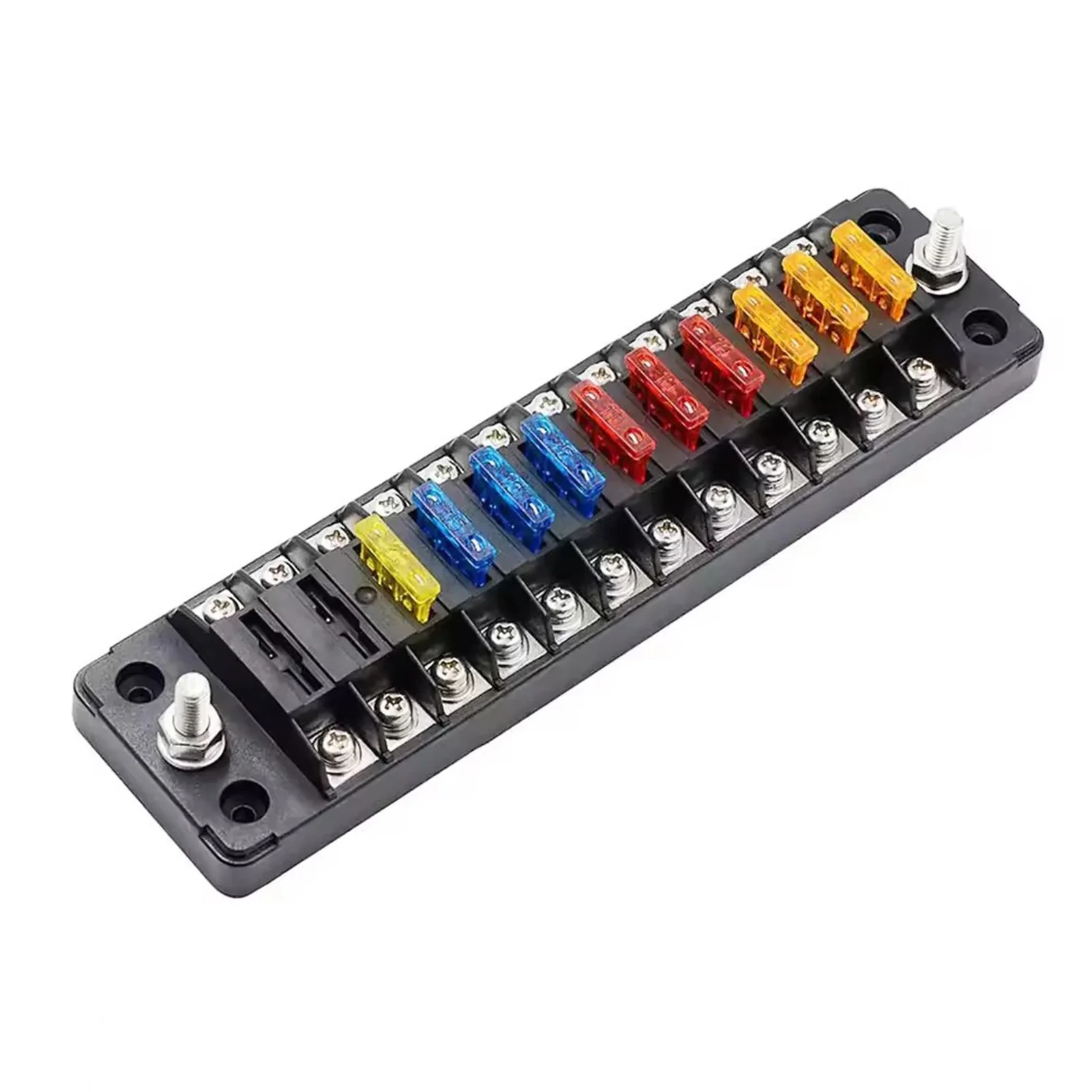 

Heat Resistant Copper Terminals In 12 Way Waterproof Blade Fuse Box Block And Flame Retardancy. PC Dust Cover Provides