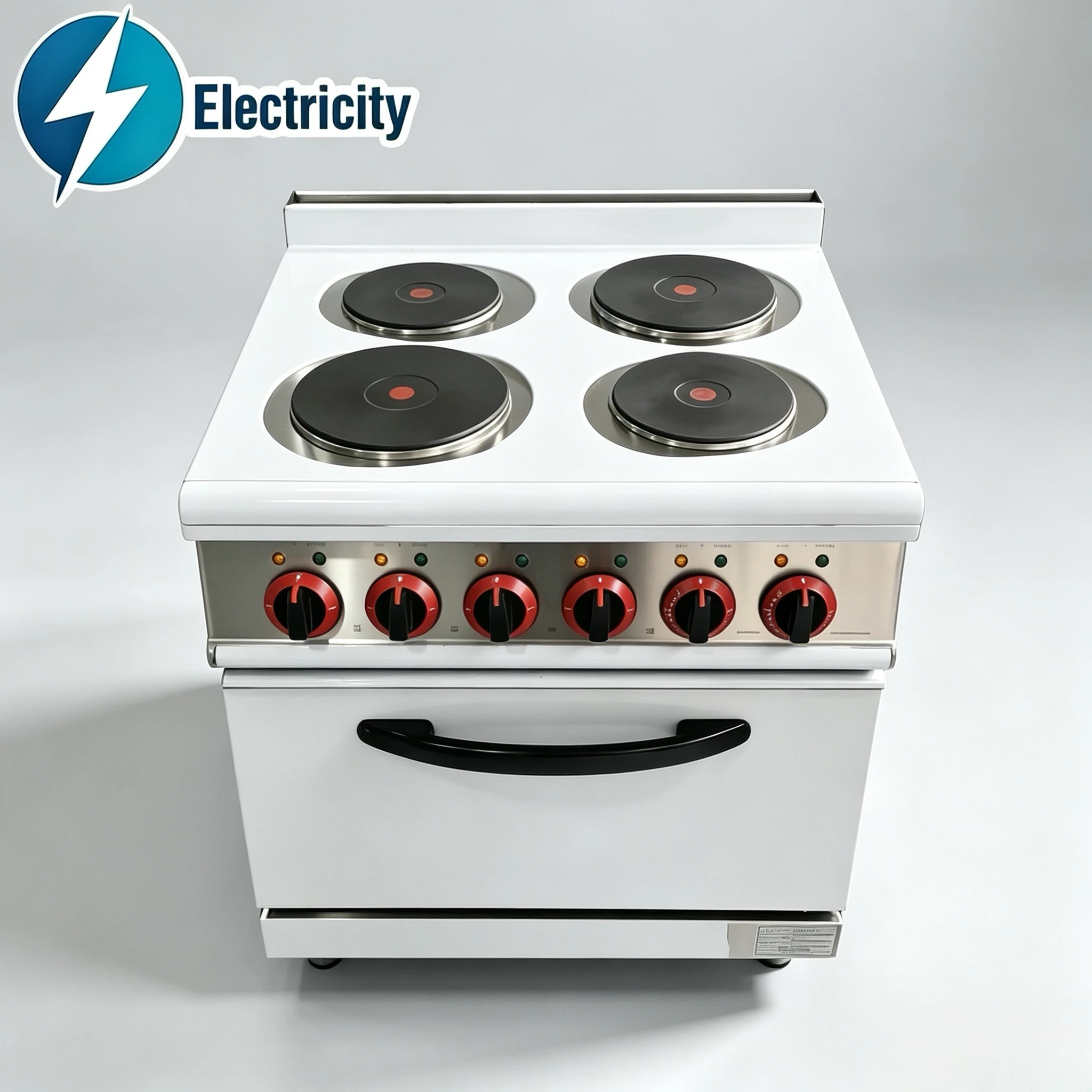 Commercial 4-Burner Electric Range with Oven  Freestanding 4 Hot Plate Electric Stove for Hotel Catering
