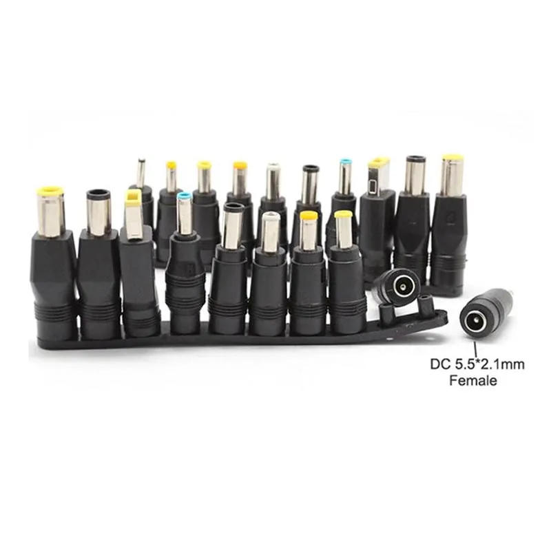 Universal 5.5mm x 2.1mm dc fêmea para macho ac fonte de alimentação adaptador dicas kits conector para lenovo thinkpad portátil jack conjuntos