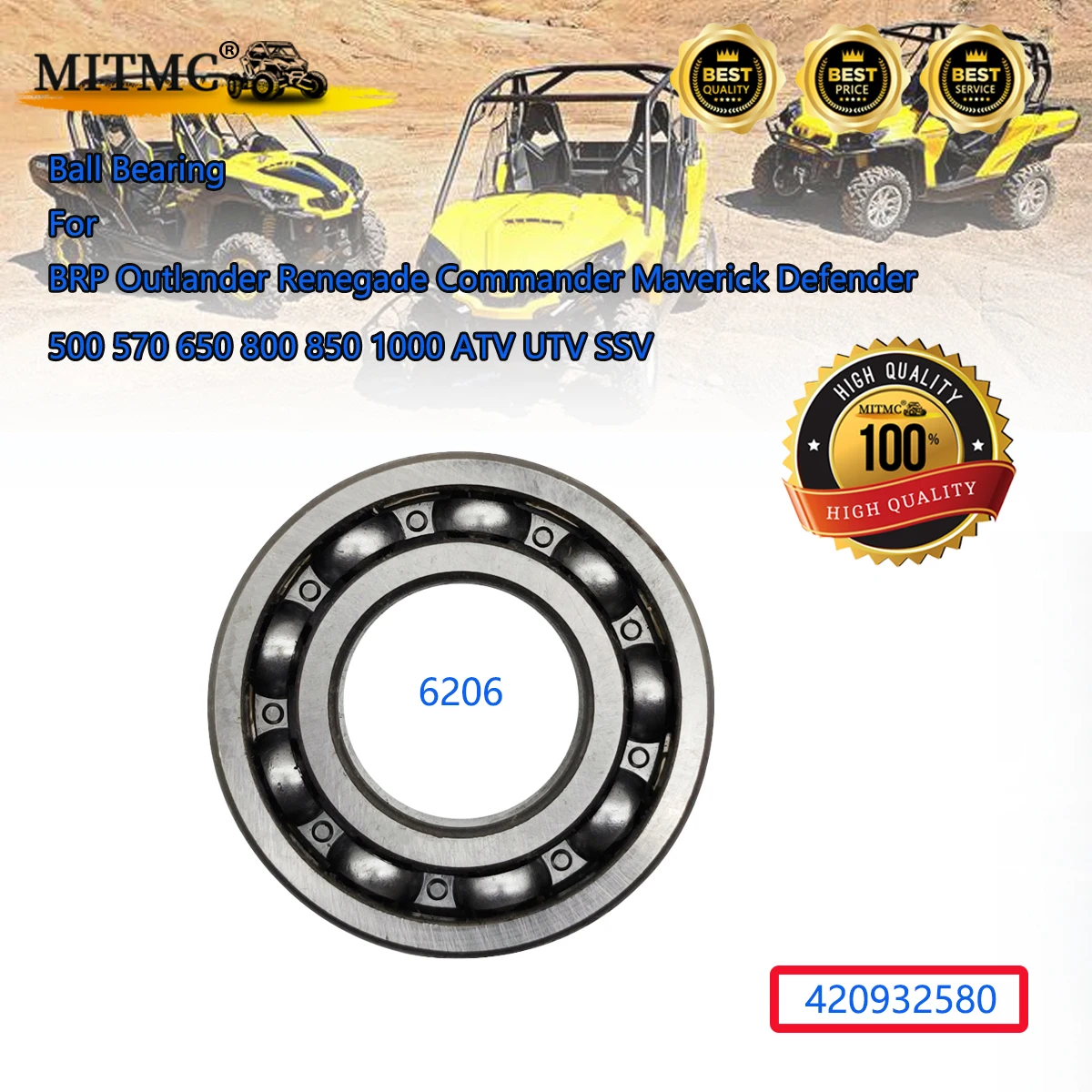 

Bearing For BRP Outlander Renegade Commander Maverick Defender 500 570 650 800 850 1000 ATV UTV SSV Gearbox 420932580