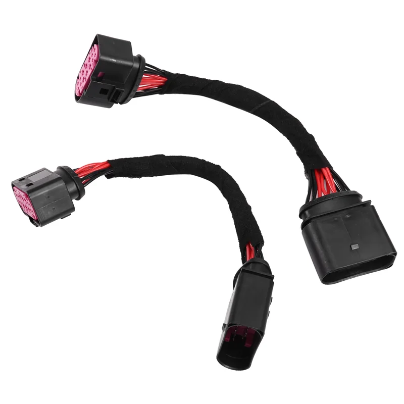 N26R-2Pcs Xenon (14 Pins) Headlights Wiring Harness Connector Plug Adapter For  Skoda Seat 1J0 973 737 1J0 973 837