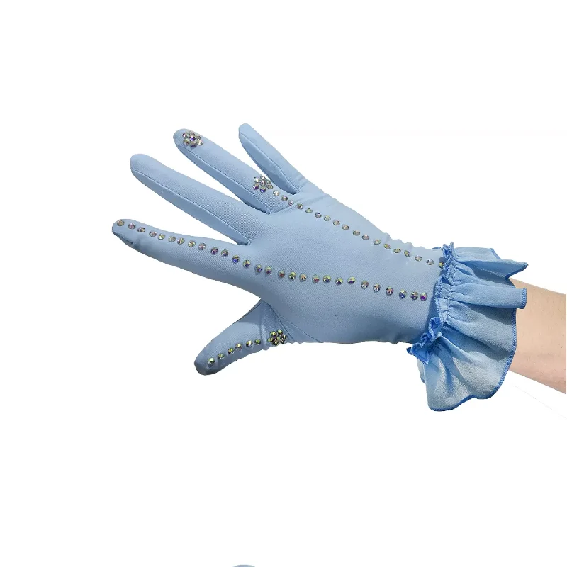 Figure Skating Performance Magic Rhinestone Anti Slip Lace Gloves