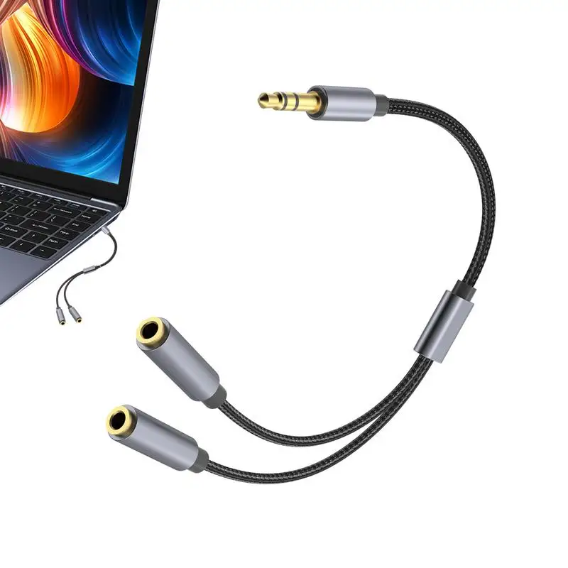 3.5mm Audio Cable Splitter Headphone Jack Splitter Clear Sound Quality Earphone Adapter Connector For Phone Computer PC