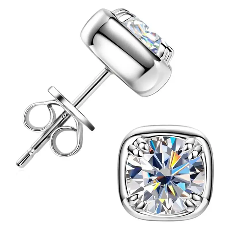 1ct 6.5mm Moissanite Earrings for Women Lab Grown Diamond Ear Studs 925 Sterling Silver Fine Jewelry Gift