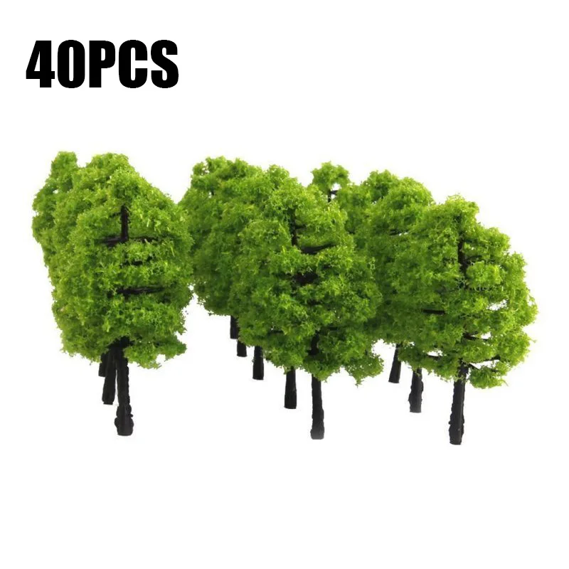 40pcs 1/100 Model Trees Artificial Tree Train Railroad Scenery Architecture Tree Park Scenery Miniature Tree Landscape Decoratio