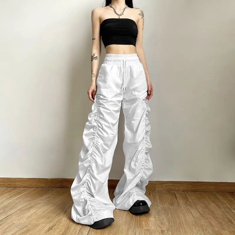 Trousers Pleated Quick-Drying Floor-Length High-Waisted Cool All-Match Casual Loose Wide Leg Lantern Pants Slimming Sweatpants