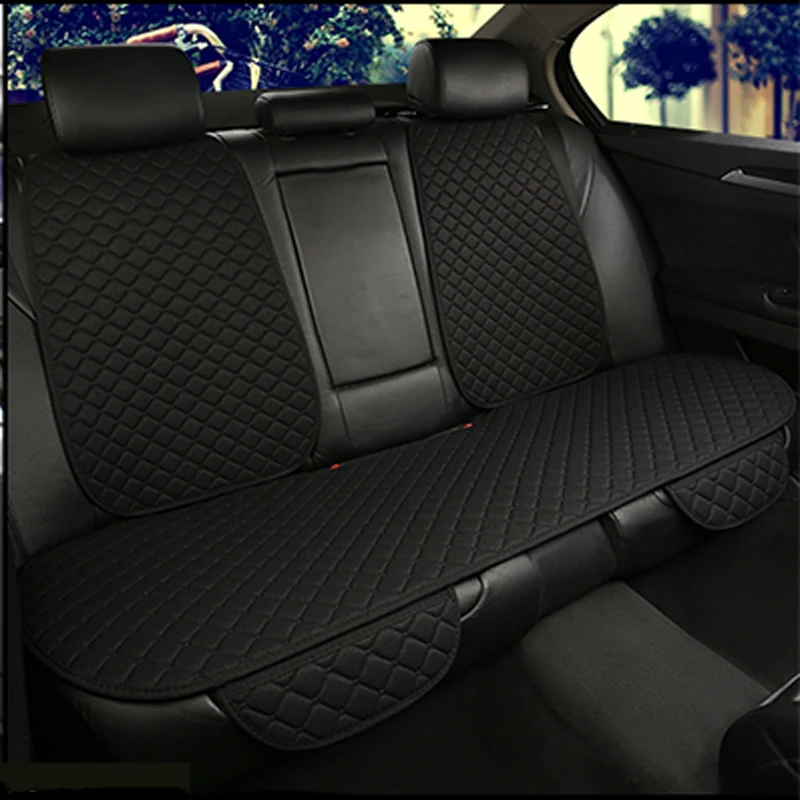 

New Black Flax Car Seat Cover Four Seasons Universal Front Rear Back Backrest Auto Chair Seat Cushion Protector Pad