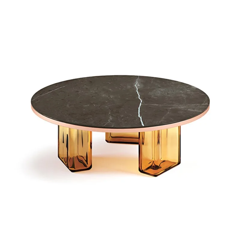 

Nordic modern minimalist creative designer living room ice cube glass coffee table