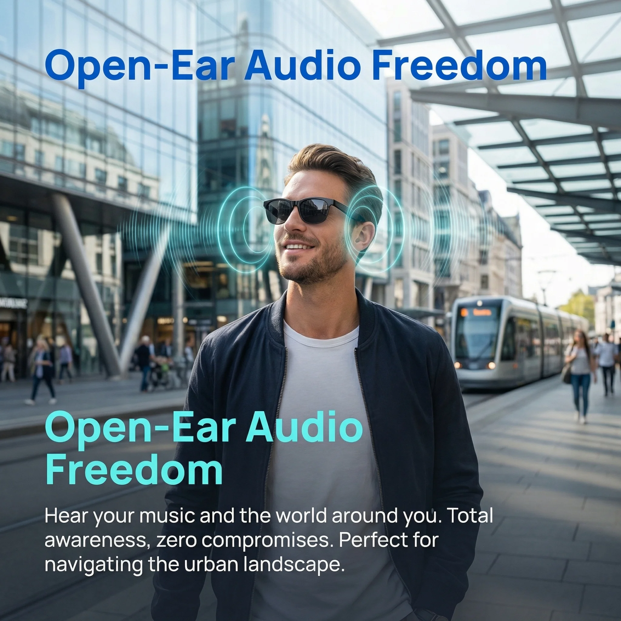 

Bluetooth smart wireless glasses, multi-functional, for listening to music, making phone calls, sports, and driving