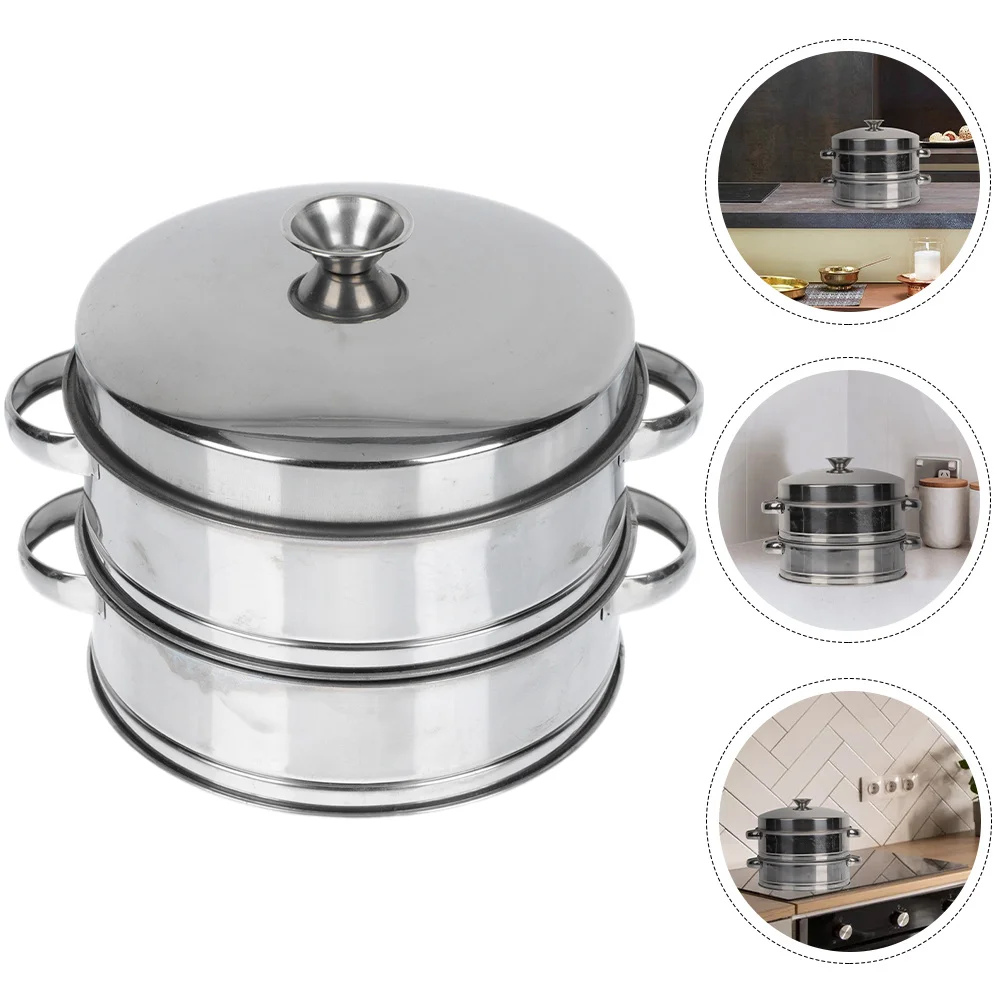 

Stainless Steel Steamer Silver Multi functional Kitchen Steamer Lid for Home Restaurant Hotel Canteen Vegetable Dumpling