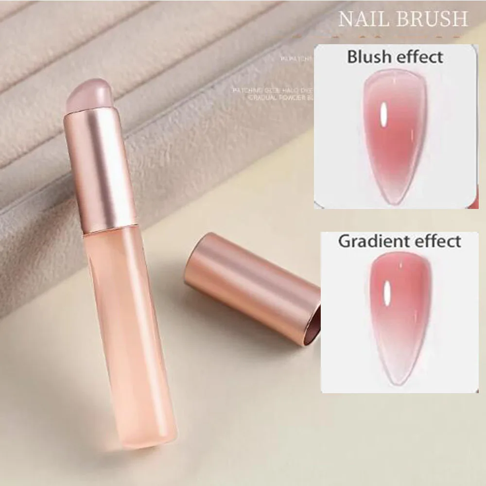 1Pc Nail Art Siliconen Hoofd Applicator Stick Pigment Stof Toepassen Gradiënt Shading Pen Wasbaar Gemakkelijk Vlekken Poeder Nagelborstels