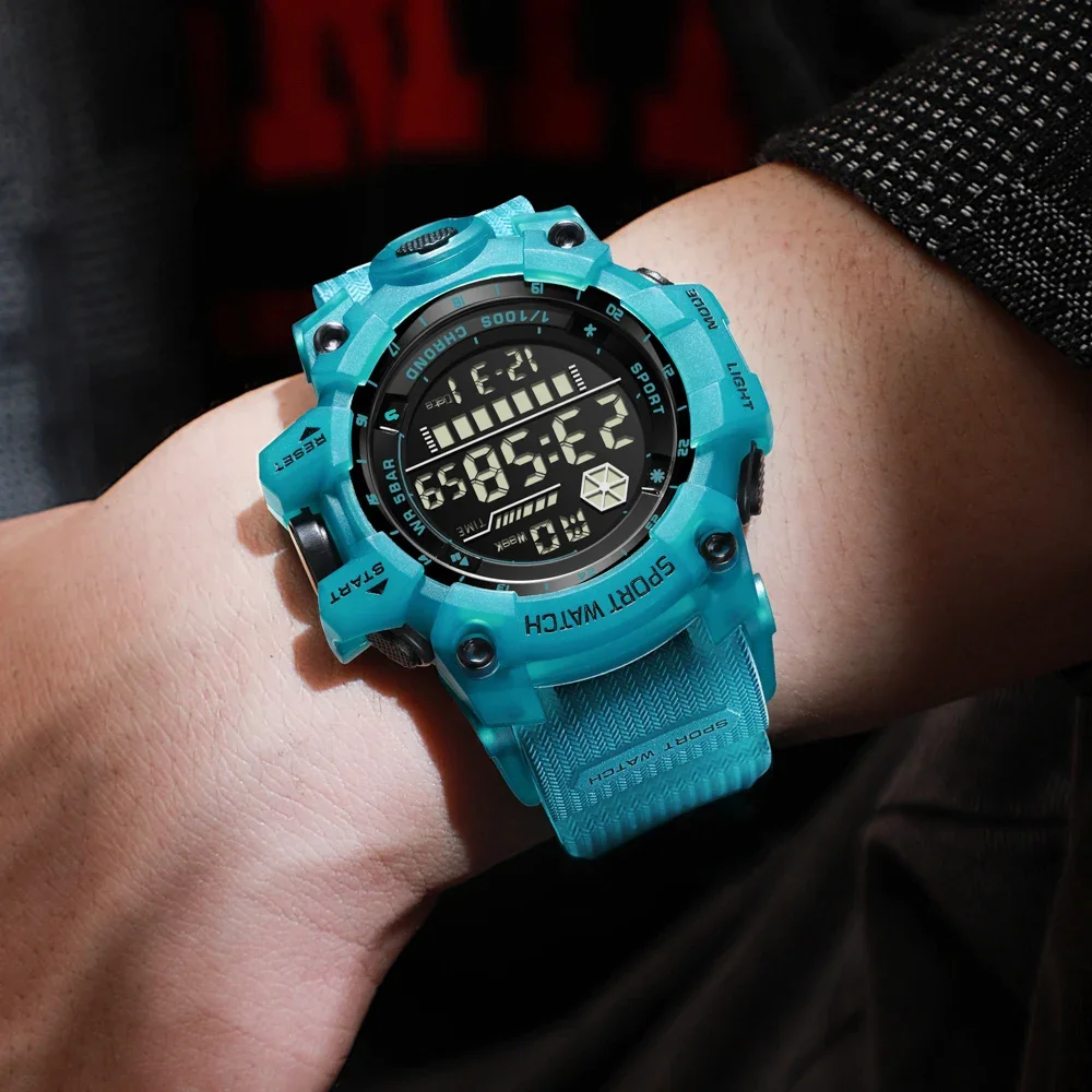 SANDA 6229 ساعة رقمية عسكرية رياضية نمط LED ساعات المعصم 50 متر مقاوم للماء الضوء الخلفي ساعة توقيت للرجال