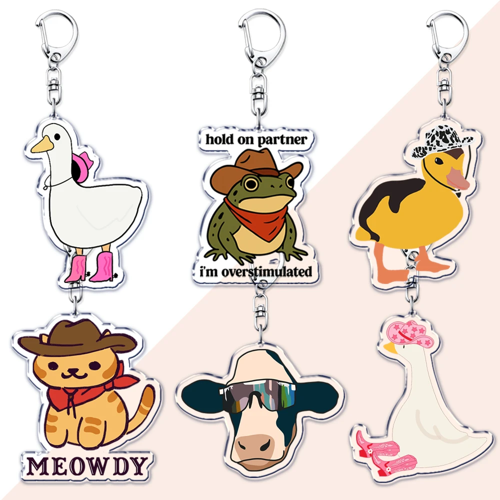 Funny Kitten Emoticons Shark Acrylic Keychain School Bag Pendant Cute Decoration Accessories Affordable Jewelry Birthday Gift
