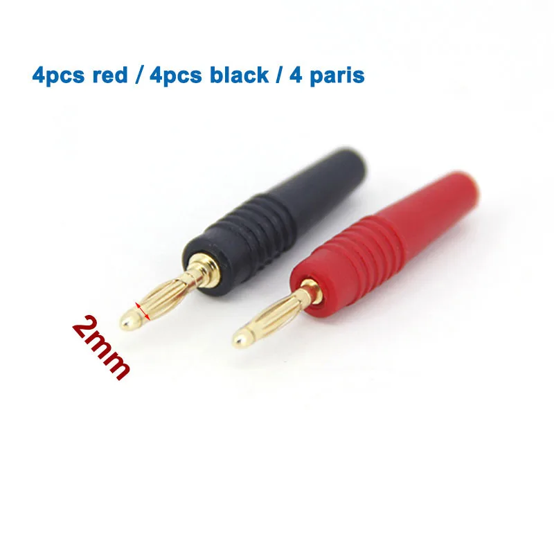 red black 2MM Banana Gold Plated Plugs Connectors mini Banana audio power socket Plug For Banana Socket cctv cable L1