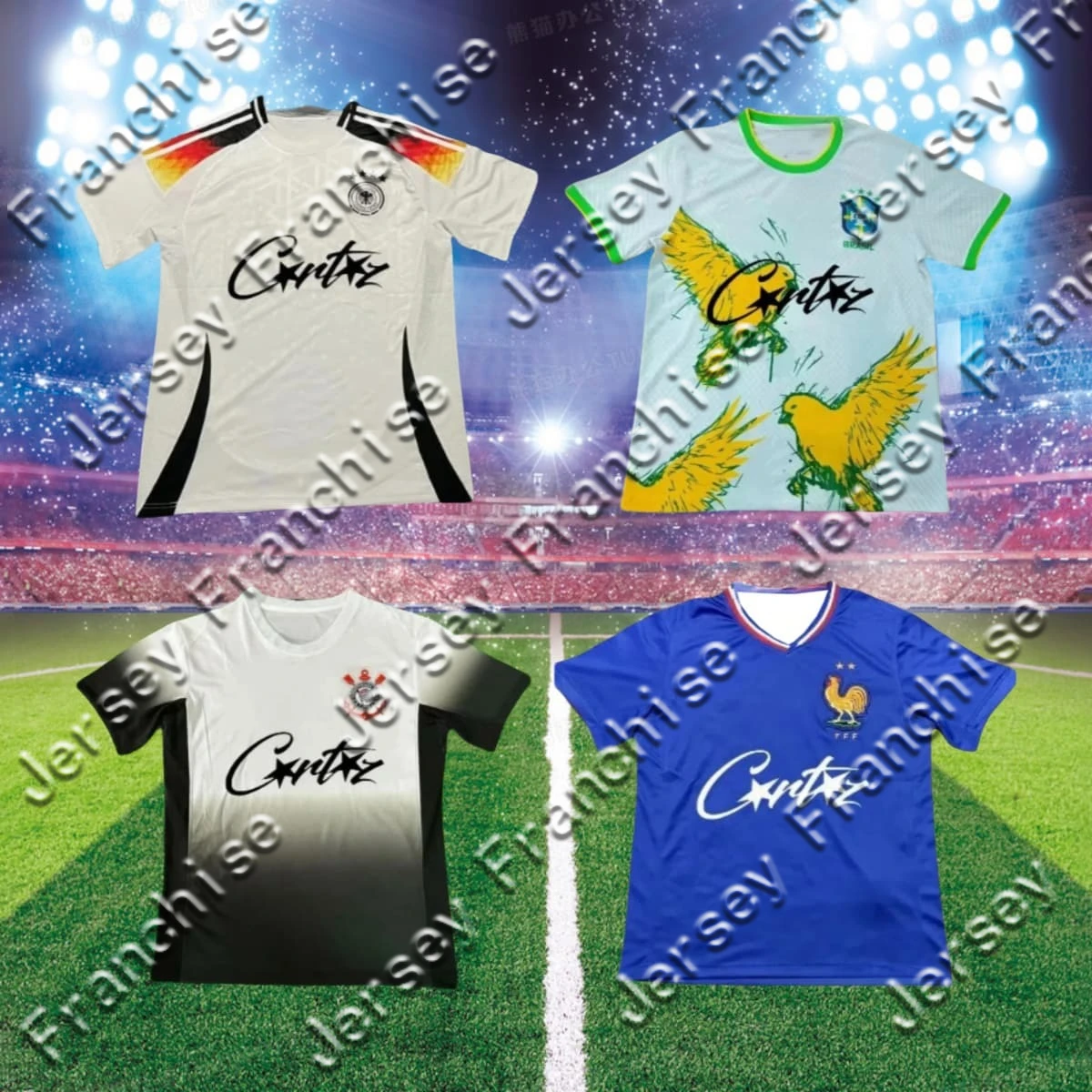 

Fashion Short-sleeved Football Jerseys Personalized Group Buying Germany Italy Brazil France Portugal 3D Printed Sportswear Moto