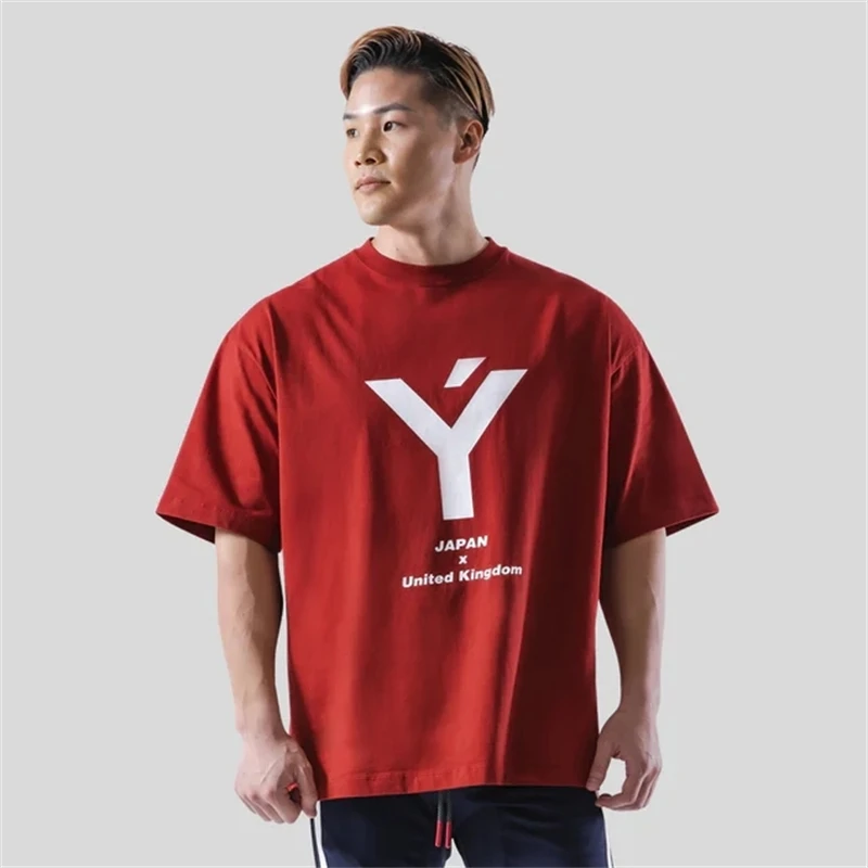 Green Summer Oversize Gym Accessories Fitness Sports Men\'s Short Sleeve T-shirt Fashion Casual Cotton Loose Elasticity Tees Tops