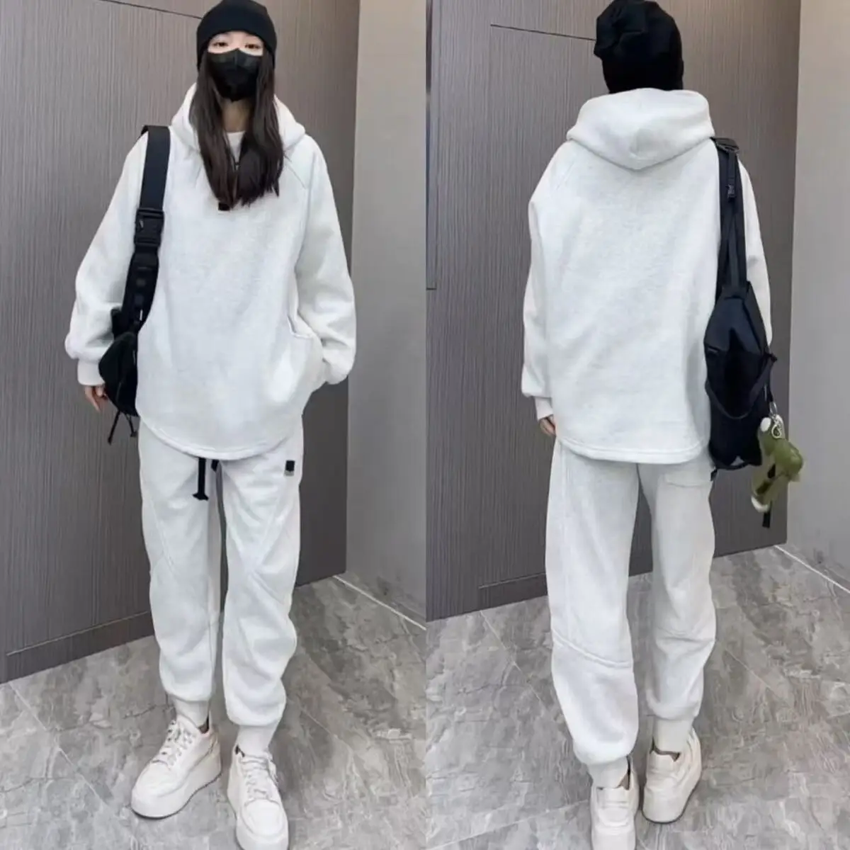 

Unisex Fleece-Lined Hoodie and Sweatpants Set 2025 Winter Thickened Casual Sports Two-Piece Outfit