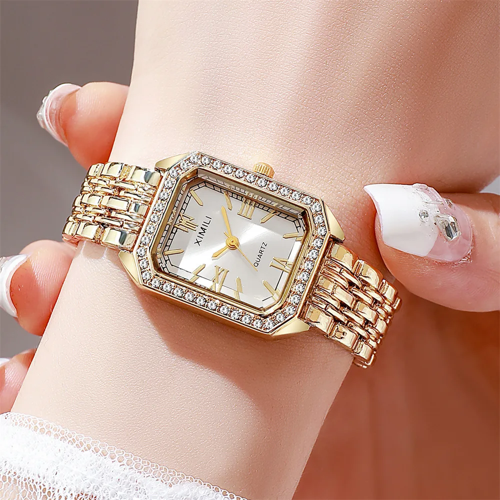 2025 Top Brand Watch Women Business Simple Diamond Gold Watches Casual Female Student Fashion Quartz Clock Wristwatches