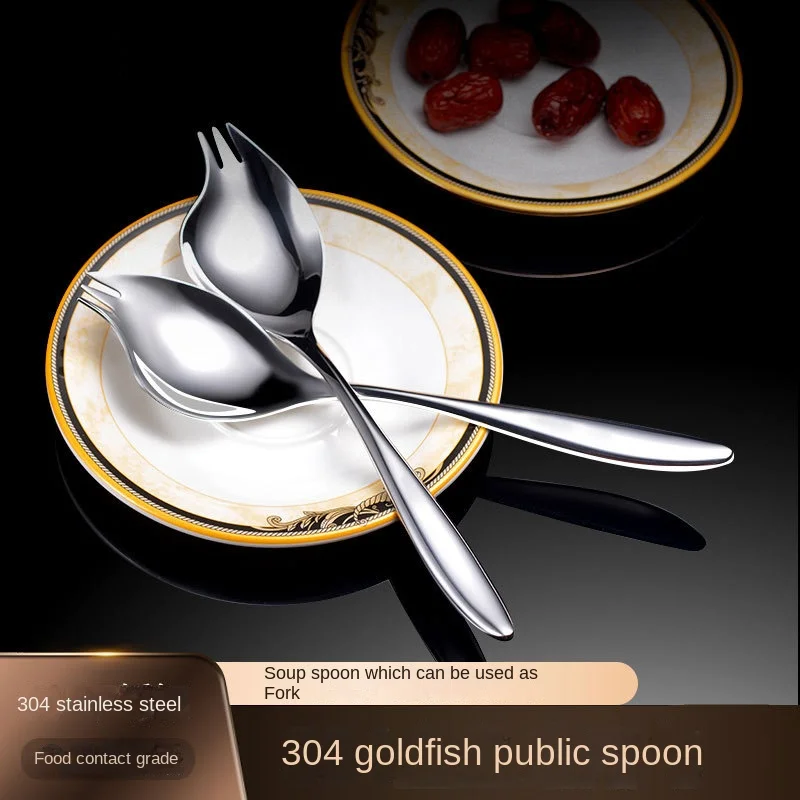 304 Stainless Steel Dish Spoon Hotel Tableware Public Meal Spoon Canteen Large Long Handle Public Spoon Household Public Spoon