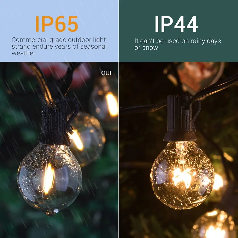 Swiatla LED Outdoor String Lights IP65 Waterproof G40 Globe String Lights with 25/50 Bulbs for Patio Hanging Backyard Garden