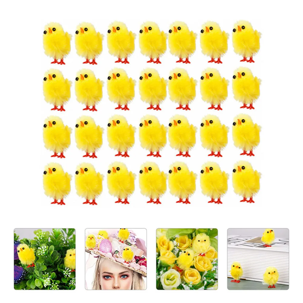 

120PCS Simulation Easter Chick Mini Lovely Artificial Plush Chicken Easter Party Ornaments Supplies Gift Children Kids Toy