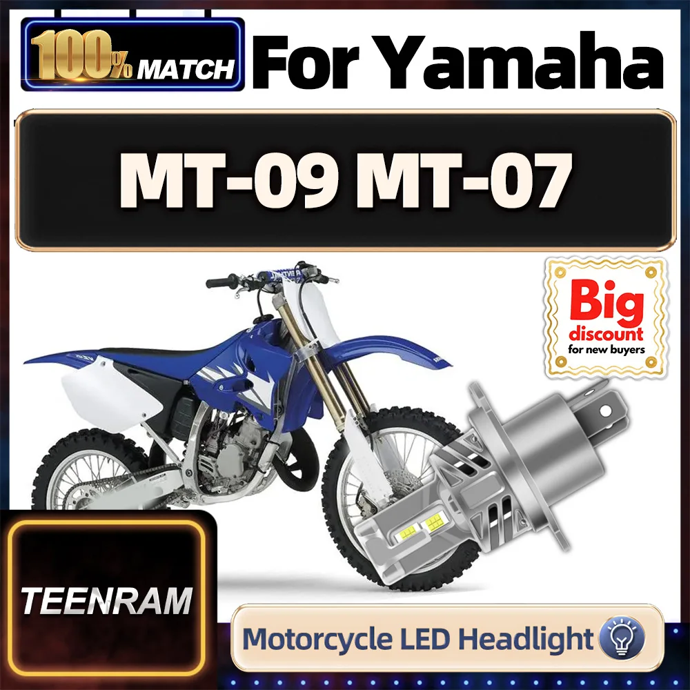 

TEENRAM для Yamaha MT-09 MT-07 1 шт. мини-мотоциклетная светодиодная лампа для фар 150 Вт супер яркая Hi/Lo мотоциклетная ампула фар