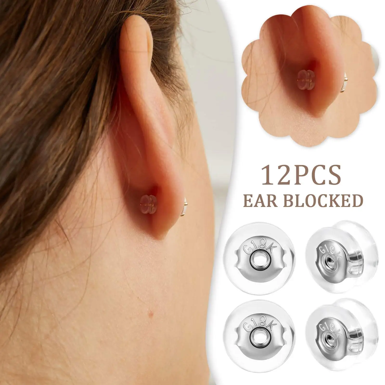 12pcs Silvery Golden Silicone Earring Backs Locking Earring Backs For Studs Secure Earring Backs For Studs Comfortable Earr K6X3