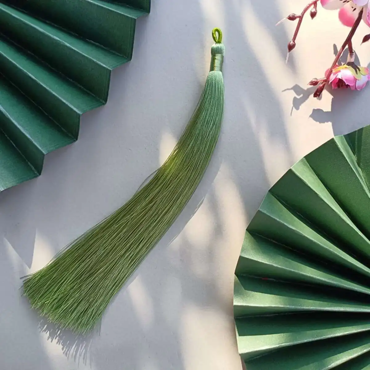 Estilo antiguo 20CM bucle de tracción Su poliéster punta Vertical nudo chino Hanfu Qipao accesorios de punta colgante