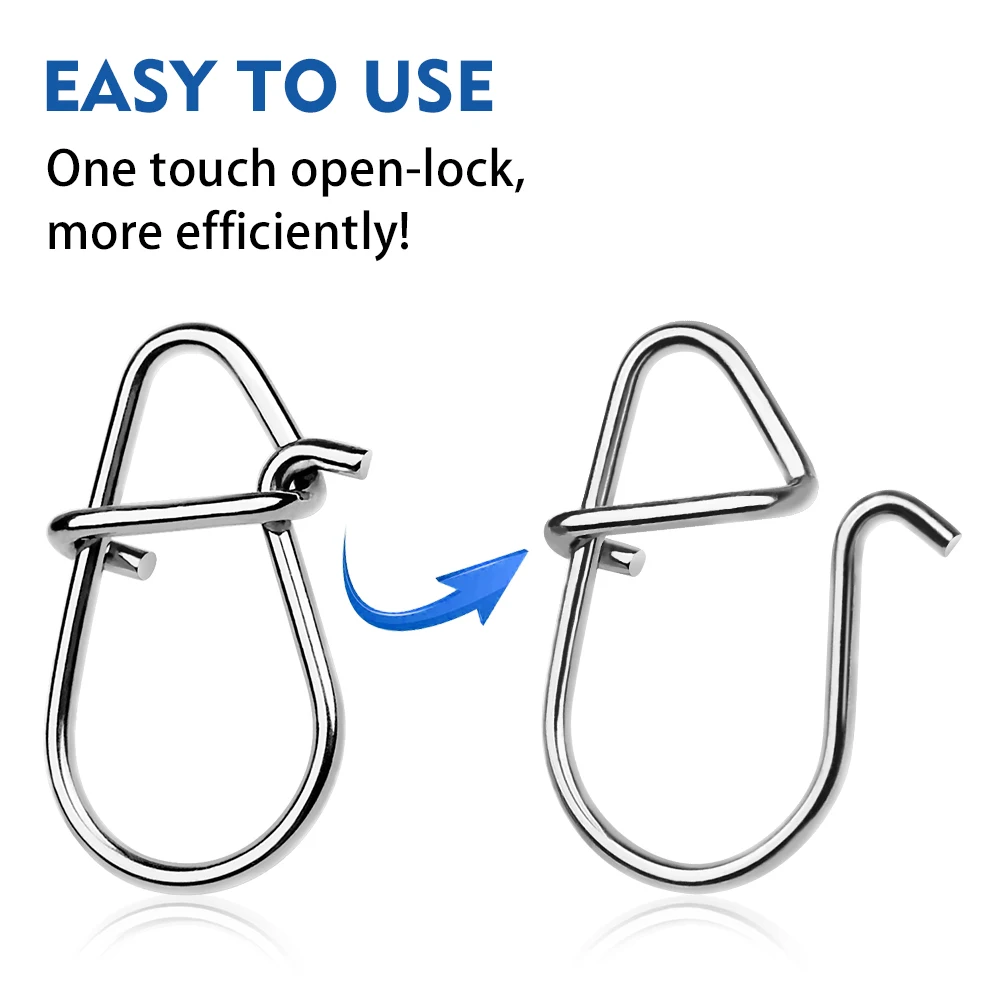 PROBEROS 200 Stück Angel-Schnappköder 00 # -4 # Stecker Angeln Clip Karabiner Snap Quick Change Snap Terminal Edelstahl Tackle – Detail 6