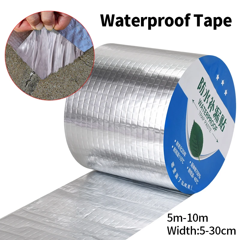 

5m Butyl Rubber Waterproof Tape Anti-Ultraviolet Composite PET Aluminum Foil Roof Repair High Temperature Pipe Sticker Repair