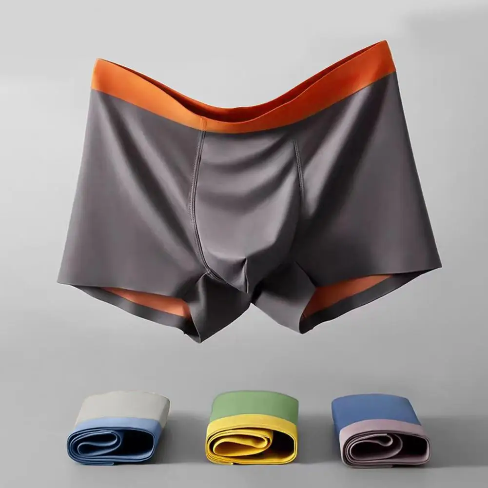 

Men Boxer Underwear Solid Color U-Convex Shorts Briefs Mid-rise Elastic Waist Comfortable Versatile Panties Underpants 남자 브리프