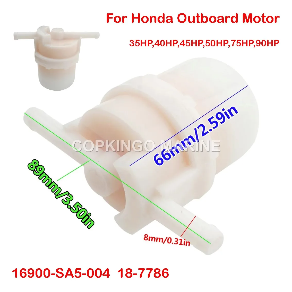 

2Pcs Boat Fuel Filter 16900-SA5-004 For Honda Outboard Motor 35HP,40,45,50,75,90HP