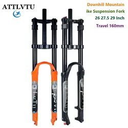 Downhill Mountain Bicycle Suspension Air Fork MTB Bike Shock Absorber Double Shoulder Rebound Adjust Travel 180mm 26 27.5 29 IN