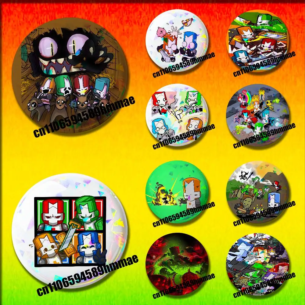 

For C-Castle Crashers Emblem Round Pins Insignia Badge Cover Brooch Button Hats Decoration 32mm