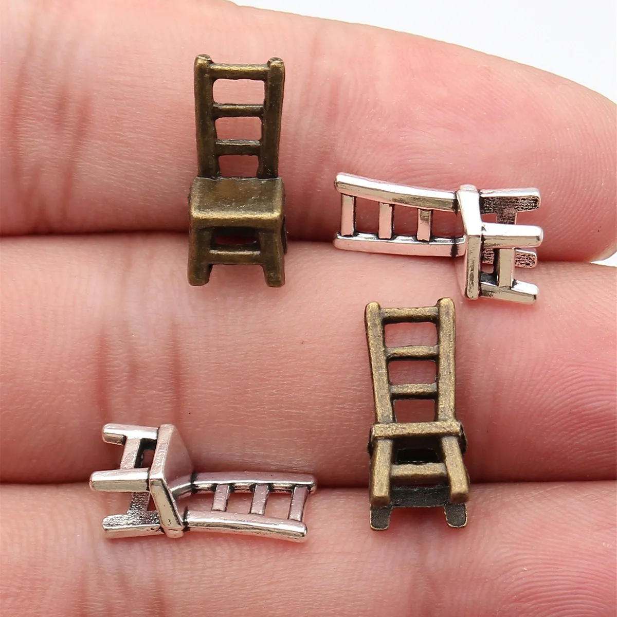 WYSIWYG 10 sztuk 17x7x6mm 3D krzesło urok wisiorki dla tworzenia biżuterii antyczne srebro kolor 3D krzesło zawieszki Charm krzesło